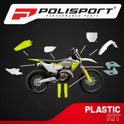 Polisport Motocross (MX) Replica Plastic Kit for Husqvarna TC & FC (2023-2024) Dirt Bike – OEM Quality, Durable, Flexible & Perfect Fit – White/Yellow/Grey