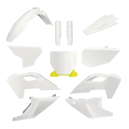 Polisport Motocross (MX) Replica Plastic Kit for Husqvarna FC/FX & TC/TX (2022-2024) Dirt Bike – OEM Quality, Durable, Flexible & Perfect Fit – White/Yellow