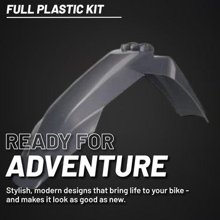 Polisport Motocross (MX) Replica Plastic Kit for Husqvarna TC/FC (2023-24) Dirt Bike – OEM Quality, Durable, Flexible & Perfect Fit – Nardo Grey
