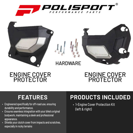Polisport Clutch and Altenator Cover Protector Kit (Black) - Compatible with Kawasaki Z900(17-21)