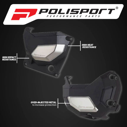 Polisport Clutch and Altenator Cover Protector Kit (Black) - Compatible with Kawasaki Z900(17-21)