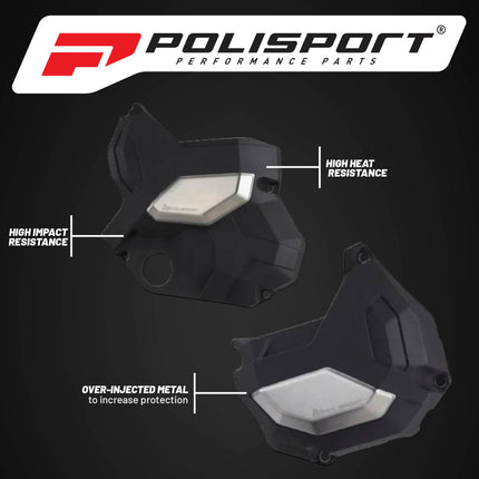 Polisport Clutch and Altenator Cover Protector Kit (Black) - Compatible with Kawasaki Z650 & Ninja 500 (17-21)