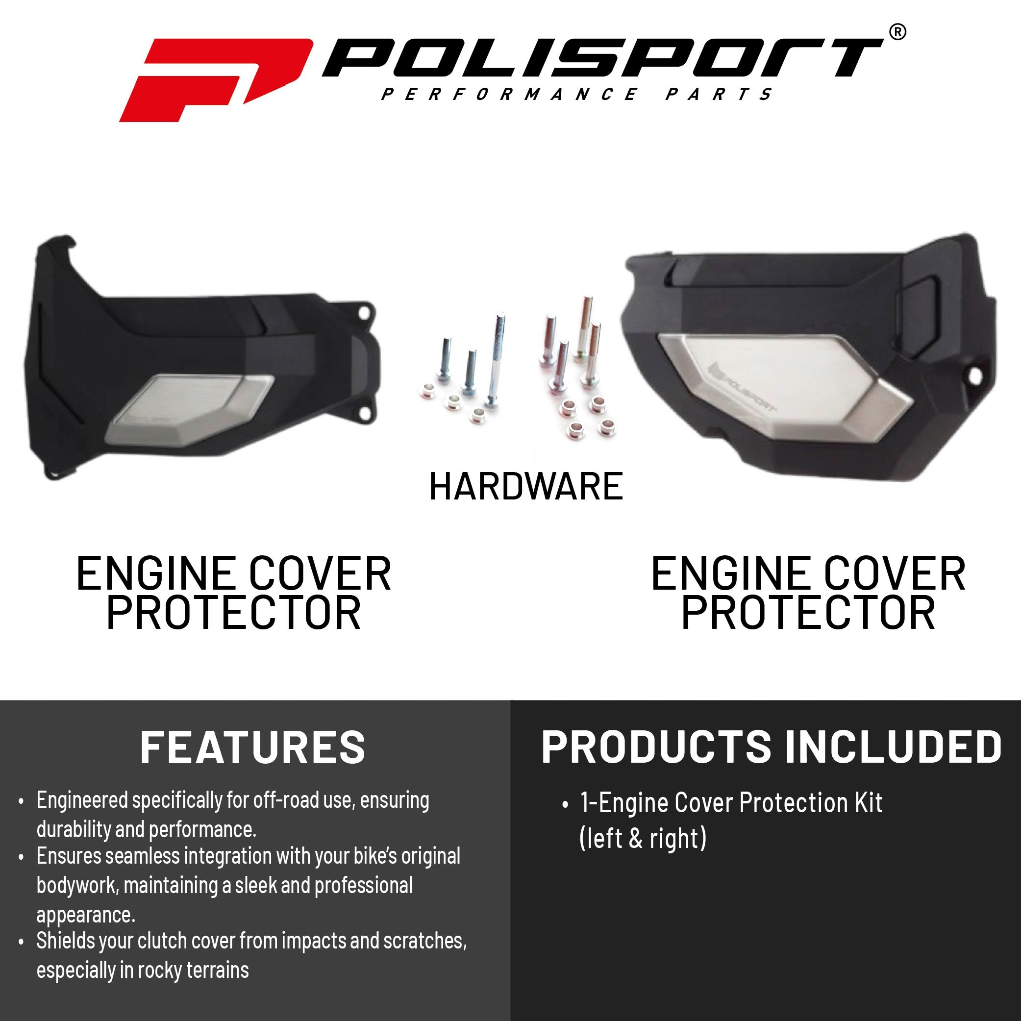 Polisport Clutch and Altenator Cover Protector Kit (Black) - Compatible with Yamaha Tenere 700(2019-2023)