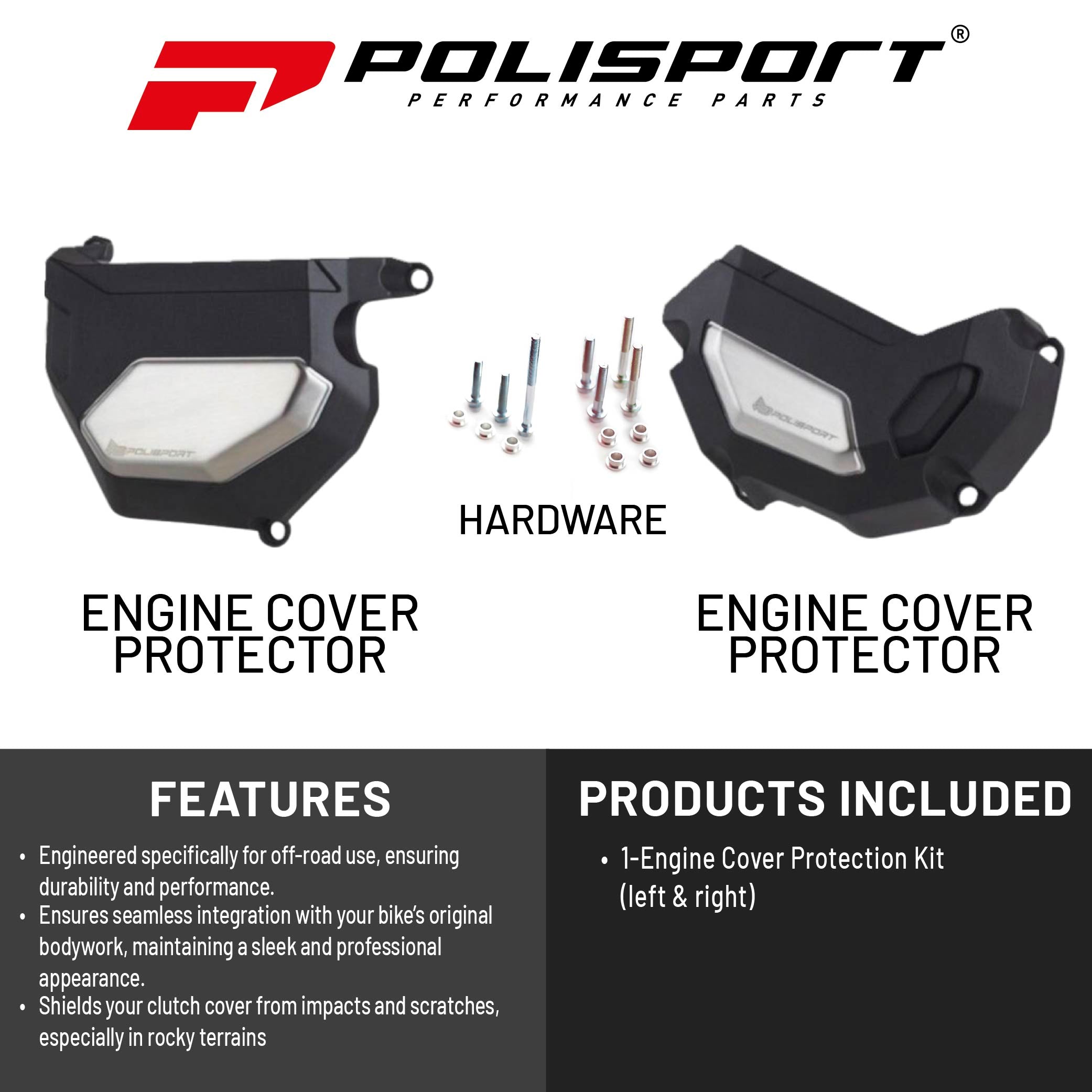 Polisport Clutch and Altenator Cover Protector Kit (Black) - Compatible with Yamaha MT09