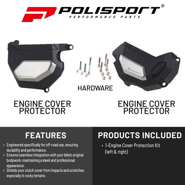 Polisport Clutch and Altenator Cover Protector Kit (Black) - Compatible with Yamaha MT09