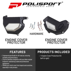 Polisport Clutch and Altenator Cover Protector Kit (Black) - Compatible with Yamaha MT09