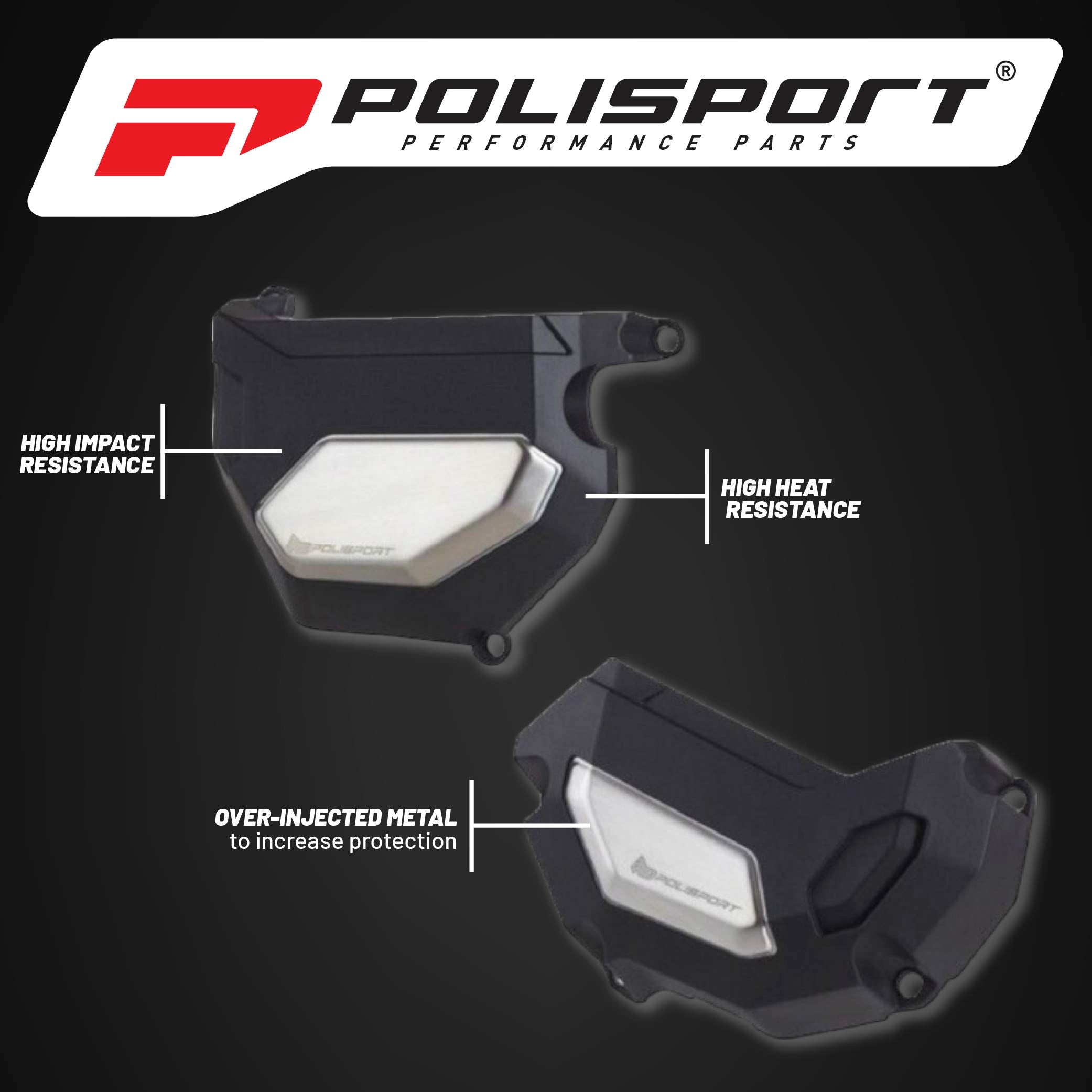 Polisport Clutch and Altenator Cover Protector Kit (Black) - Compatible with Yamaha MT09