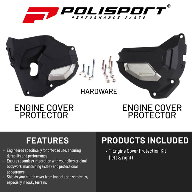 Polisport Clutch and Altenator Cover Protector Kit (Black) - Compatible with Honda CB650R (2019-2020)