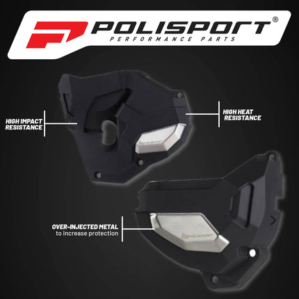 Polisport Clutch and Altenator Cover Protector Kit (Black) - Compatible with Honda CB650R (2019-2020)