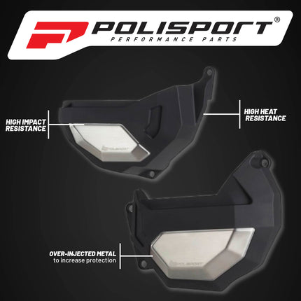Polisport Clutch and Altenator Cover Protector Kit (Black) - Compatible with Honda CRF 1100 L Africa Twin (2020-2023)