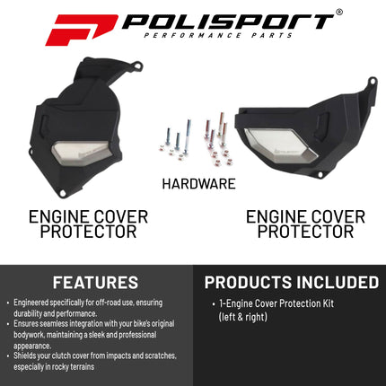 Polisport Clutch and Altenator Cover Protector Kit (Black) - Compatible with Honda CRF 1100 L Africa Twin DCT (2020-2023)