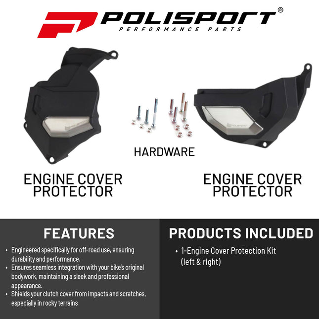 Polisport Clutch and Altenator Cover Protector Kit (Black) - Compatible with Honda CRF 1100 L Africa Twin DCT (2020-2023)