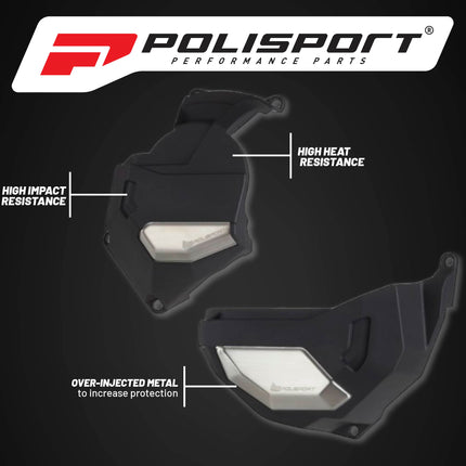 Polisport Clutch and Altenator Cover Protector Kit (Black) - Compatible with Honda CRF 1100 L Africa Twin DCT (2020-2023)