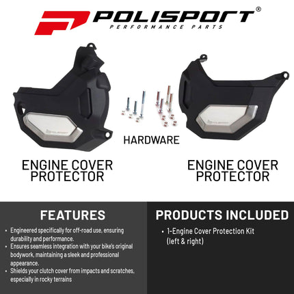 Polisport Clutch and Altenator Cover Protector Kit (Black) - Compatible with Honda NC750x/XD (2018-2020)