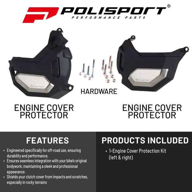 Polisport Clutch and Altenator Cover Protector Kit (Black) - Compatible with Honda NC750x/XD (2018-2020)