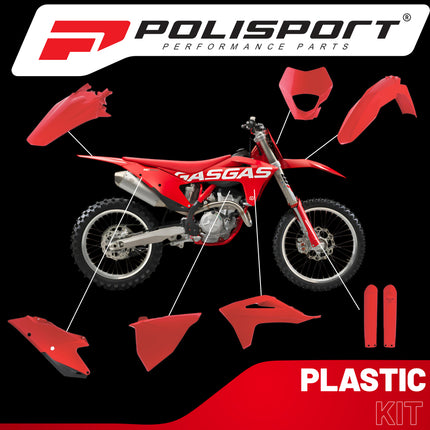 Polisport Motocross (MX) Replica Plastic Enduro Kit for GasGas EC/EC-F (2021-23) Dirt Bike – OEM Quality, Durable, Flexible & Perfect Fit – Red