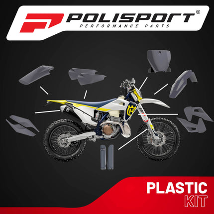 Polisport Motocross (MX) Replica Plastic Kit for Husqvarna TE & FE (2020–2023) Dirt Bike – OEM Quality, Durable, Flexible & Perfect Fit – Nardo Grey