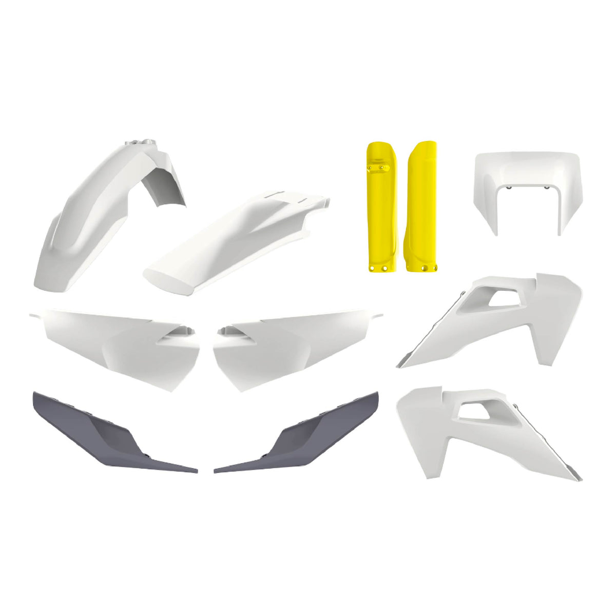 Polisport Motocross (MX) Replica Plastic Kit for Husqvarna TE & FE (2020-2023) Dirt Bike – OEM Quality, Durable, Flexible & Perfect Fit – White/Yellow