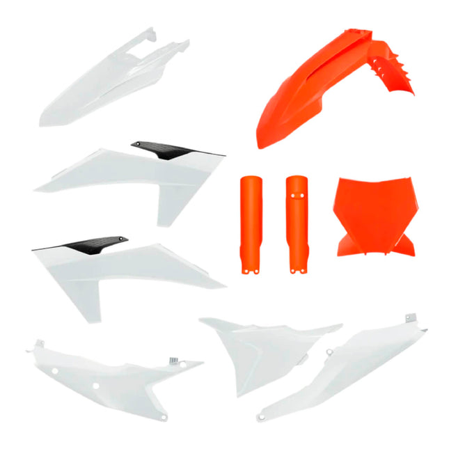 Polisport Motocross (MX) Replica Plastic Kit for KTM SXF, XC, XCF (2022-24) Dirt Bike – OEM Quality, Durable, Flexible & Perfect Fit – Orange/White