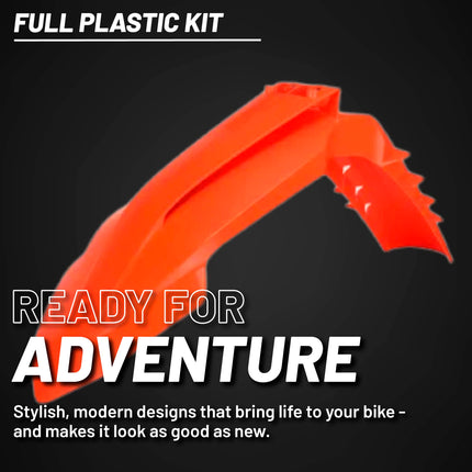 Polisport Motocross (MX) Replica Plastic Kit for KTM SXF, XC, XCF (2022-24) Dirt Bike – OEM Quality, Durable, Flexible & Perfect Fit – Orange/White
