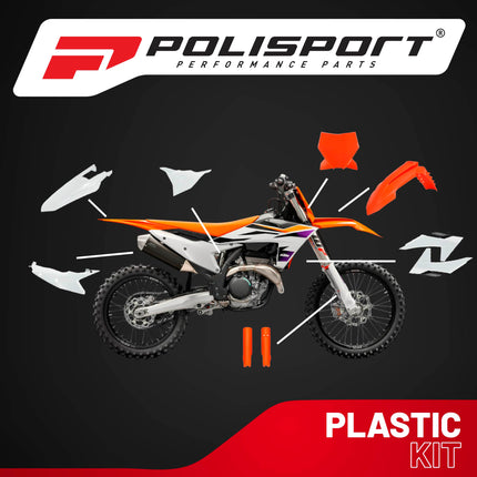 Polisport Motocross (MX) Replica Plastic Kit for KTM SXF, XC, XCF (2022-24) Dirt Bike – OEM Quality, Durable, Flexible & Perfect Fit – Orange/White