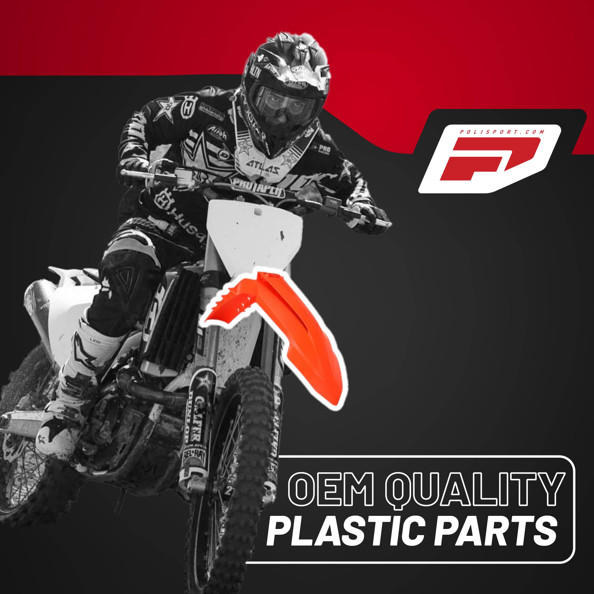 Polisport Motocross (MX) Replica Plastic Kit for KTM SXF, XC, XCF (2022-24) Dirt Bike – OEM Quality, Durable, Flexible & Perfect Fit – Orange/White