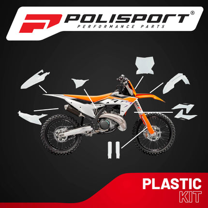 Polisport Motocross (MX) Replica Plastic Kit for KTM SX/XC (2023-2024) Dirt Bike – OEM Quality, Durable, Flexible & Perfect Fit – White
