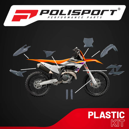 Polisport Motocross (MX) Replica Plastic Kit for KTM SXF, XC, XCF (2022-24) Dirt Bike – OEM Quality, Durable, Flexible & Perfect Fit – Grey