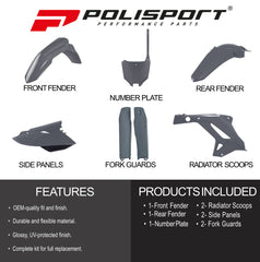 Polisport Motocross (MX) Restyling Kit for Honda CR 125R/250R (2002-07) Dirt Bike – OEM Quality, Durable, Flexible & Perfect Fit – Nardo Grey