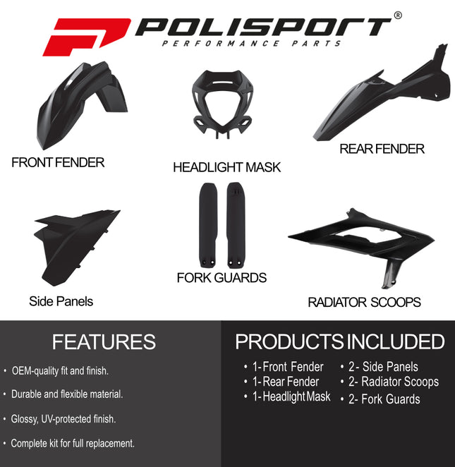 Polisport Motocross (MX) Replica Plastic Enduro Kit for Beta RR 2T/4T (2023-24) Dirt Bike