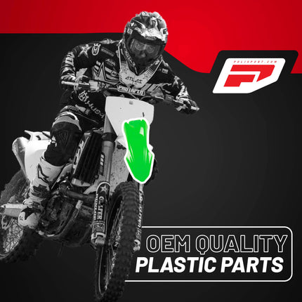 Polisport Motocross (MX) Replica Plastic Kit for Kawasaki KLX 110 (2010-25) Dirt Bike – OEM Quality, Durable, Flexible & Perfect Fit – Green/White