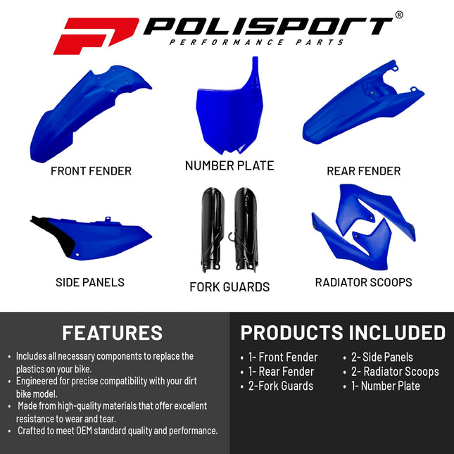Polisport Motocross (MX) Replica Plastic Kit for Yamaha YZ 65 (2019-25) Dirt Bike