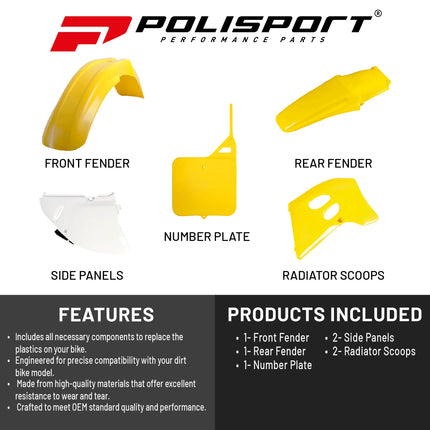 Polisport Motocross (MX) Replica Plastic Kit for Suzuki RM 125/250 (1993-95) Dirt Bike