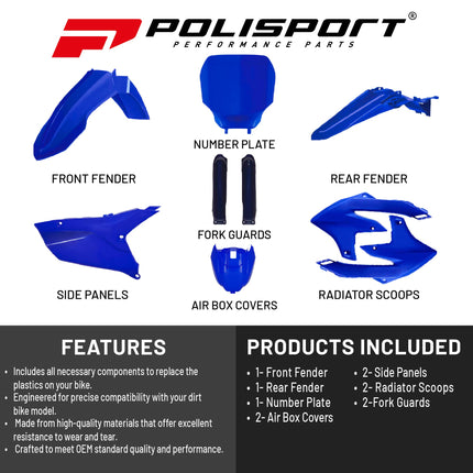 Polisport Motocross (MX) Replica Plastic Kit for Yamaha YZ450F (2023-2024) Dirt Bike
