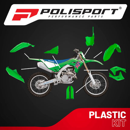 Polisport Motocross (MX) Replica Plastic Kit for Kawasaki KX 450 (2024-2025) Dirt Bike – OEM Quality, Durable, Flexible & Perfect Fit – Green