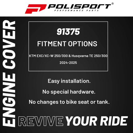 Polisport Clutch and Ignition Cover Protector Kit (Black) - Compatible with KTM EXC/XC-W 250/300 & Husqvarna TE 250/300 (2024-2025)