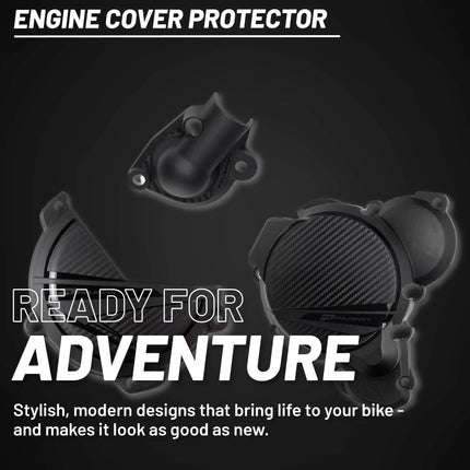 Polisport Clutch and Ignition Cover Protector Kit (Black) - Compatible with KTM EXC/XC-W 250/300 & Husqvarna TE 250/300 (2024-2025)