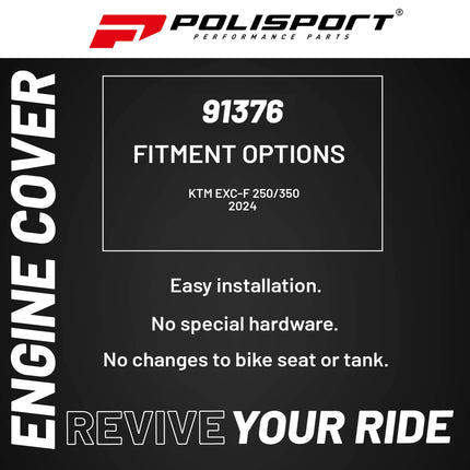 Polisport Motocross Motorcycles (MX) Engine Covers Protector Kit for KTM EXC-F 250/350 (2024) Dirt Bikes - Clutch, Ignition & Water Pump Cover Protectors - Durable Plastic Guards for Scratches - Blk