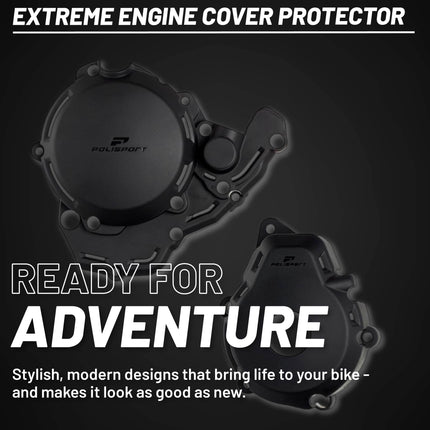 Polisport Motocross Motorcycles (MX) Engine Covers Protector Kit for KTM EXC-F 250/350 (2024) Dirt Bikes - Clutch, Ignition & Water Pump Cover Protectors - Durable Plastic Guards for Scratches - Blk