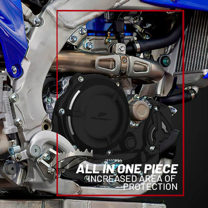 Polisport Motocross Motorcycles (MX) Engine Covers Protector Kit for KTM EXC-F 450/500 & XCF-W 450 (2024) Dirt Bikes - Clutch, Ignition & Water Pump Cover Protectors - Black