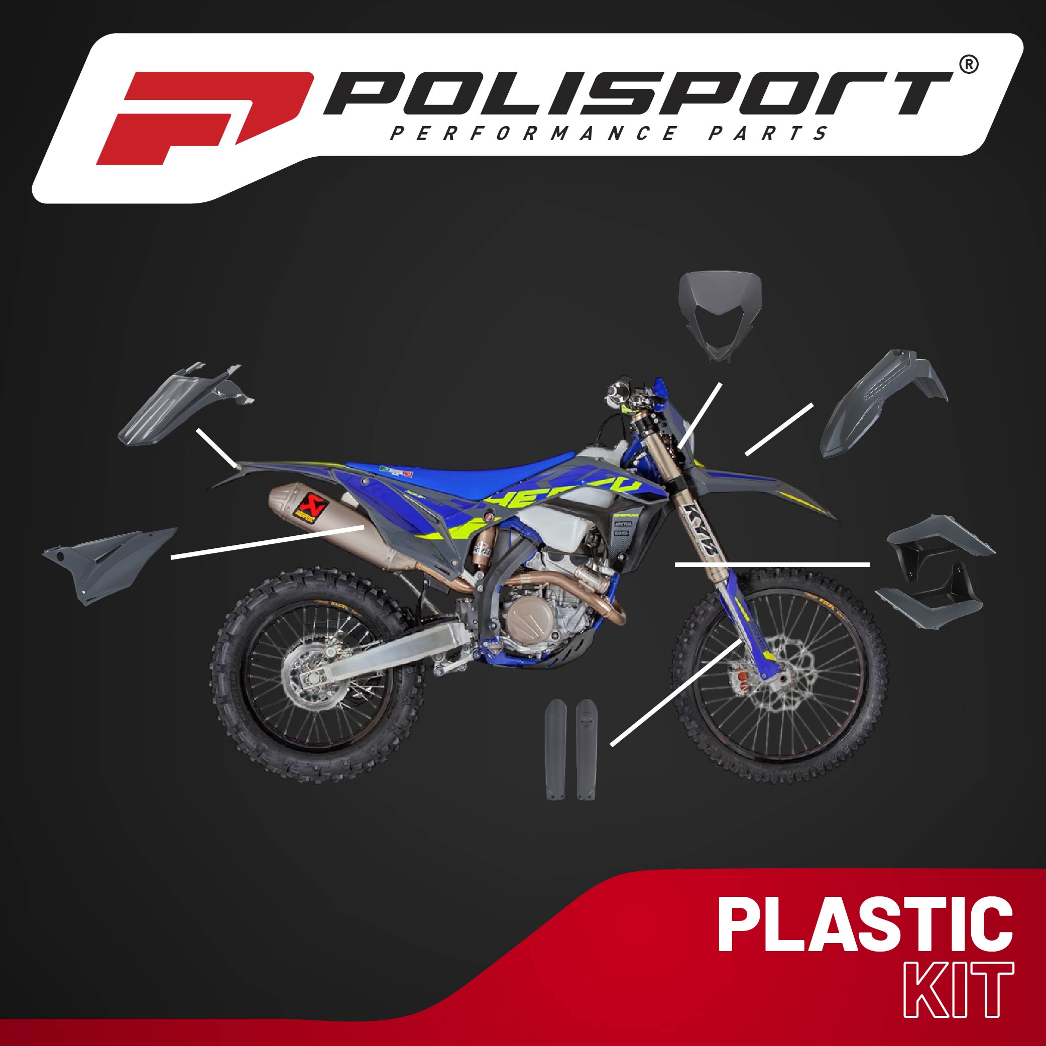 Polisport Motocross (MX) Replica Plastic Kit for Sherco SE/SEF (2024) Dirt Bike