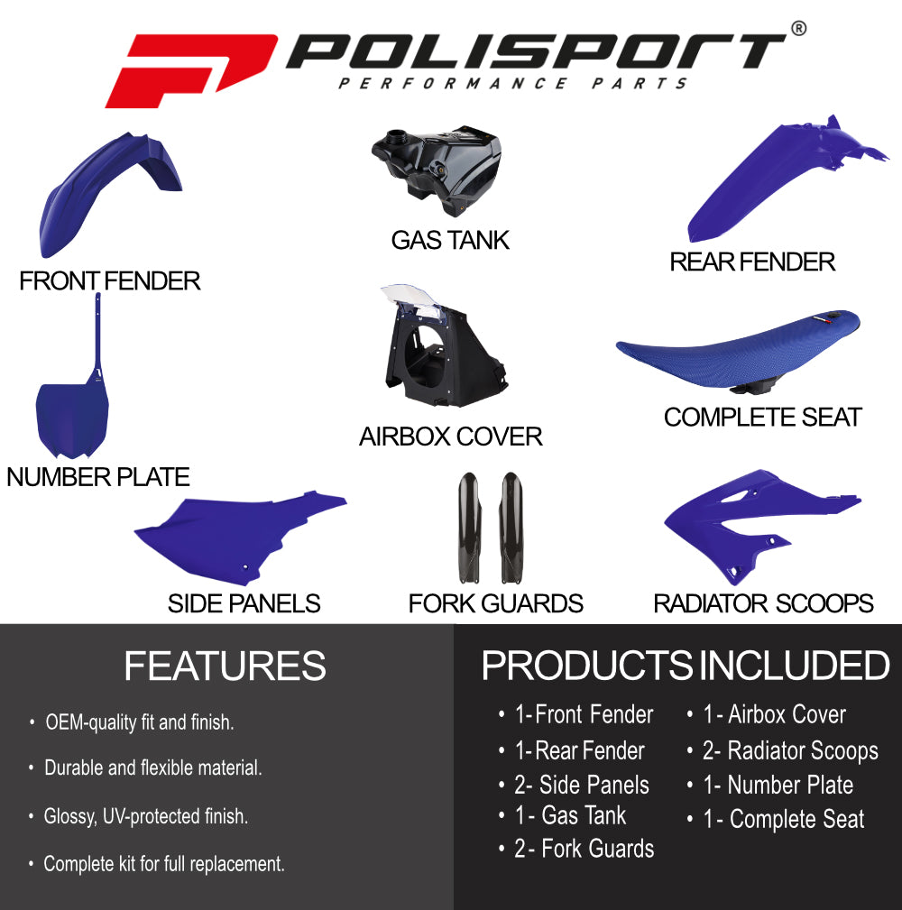 Polisport Motocross (MX) Restyling Kit for Yamaha YZ 125/250 (2002-2021) Dirt Bike