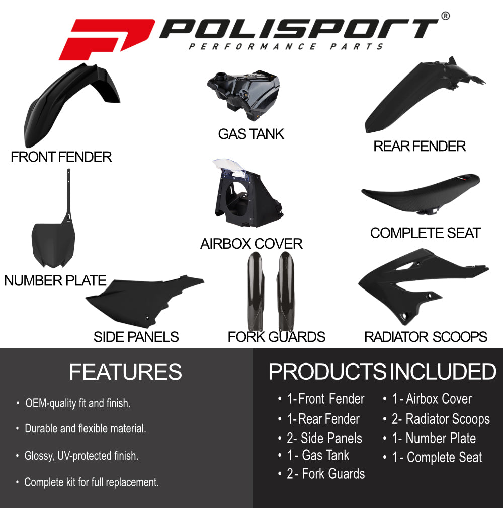 Polisport Motocross (MX) Restyling Kit for Yamaha YZ 125/250 (2002-2021) Dirt Bike