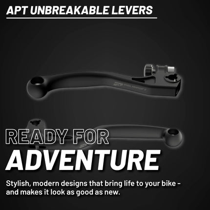 Polisport  APT Unbreakable Levers Kit - Fits: Honda CR125R/CR250R (2004-2007) Motocross (MX/Enduro), OEM Shape, APT Composite, Stainless Strip, CNC Adapter, Bendable Design, Easy Install, Black