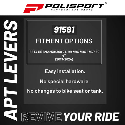 Polisport  APT Unbreakable Levers Kit - Fits: Beta RR 125/250/300 2T, RR 350/390/430/480 4T (2013-2024) Motocross (MX/Enduro) Brake/Clutch Levers, Durable Composite, OEM Shape, Easy Install Black