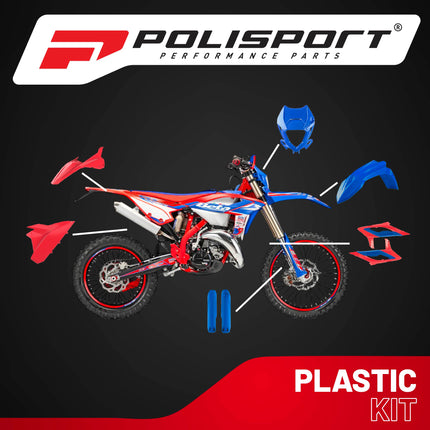 Polisport Motocross (MX) Replica Plastic Kit for Beta RR 2T/4T Racing (2023-24) Dirt Bike – OEM Quality, Durable, Flexible & Perfect Fit – Red/Blue