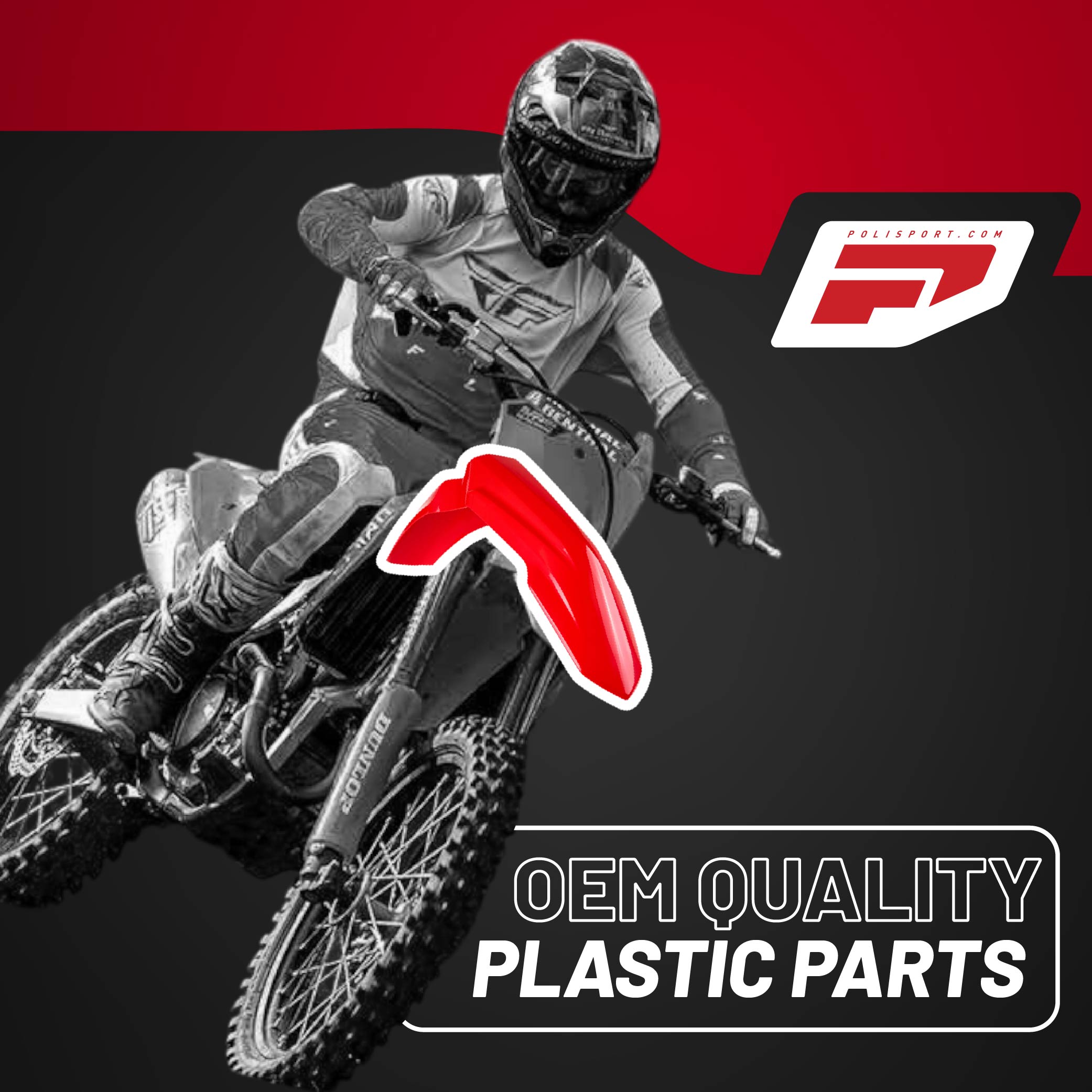 Polisport Motocross (MX) Replica Plastic Kit for Honda CRF 250R (2025) Dirt Bike – OEM Quality, Durable, Flexible & Perfect Fit – Red/Black