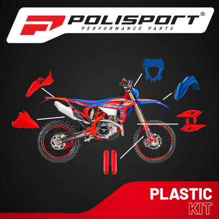 Polisport Motocross (MX) Replica Plastic Kit for Beta RR Racing (2025-26) Dirt Bike – OEM Quality, Durable, Flexible & Perfect Fit – Red/Blue