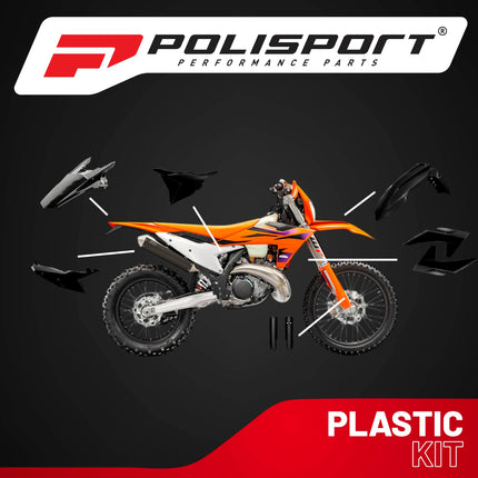 Polisport Motocross (MX) Replica Plastic Kit for KTM EXC/XC-W (2024) Dirt Bike – OEM Quality, Durable, Flexible & Perfect Fit – Black