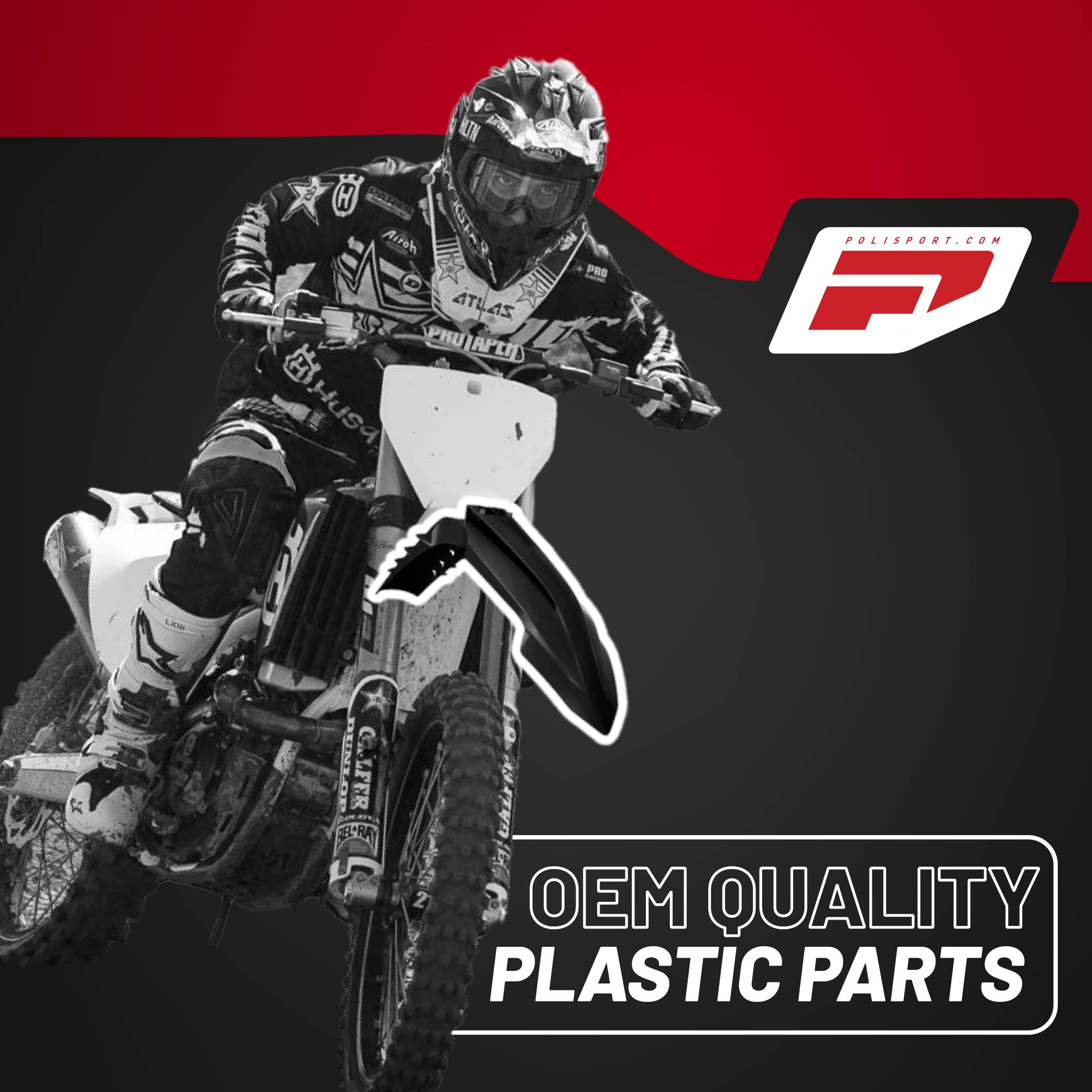 Polisport Motocross (MX) Replica Plastic Kit for KTM EXC/XC-W (2024) Dirt Bike – OEM Quality, Durable, Flexible & Perfect Fit – Black